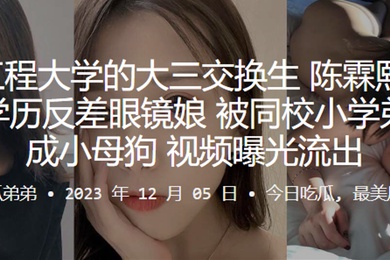 武汉工程大学的大三交换生陈霖熙又一个高学历反差眼镜娘被同校小学弟调教成小母狗视频曝光流出