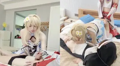 伪娘 三个cos伪娘玩的挺开心 是姐妹就来干我 给操喷了